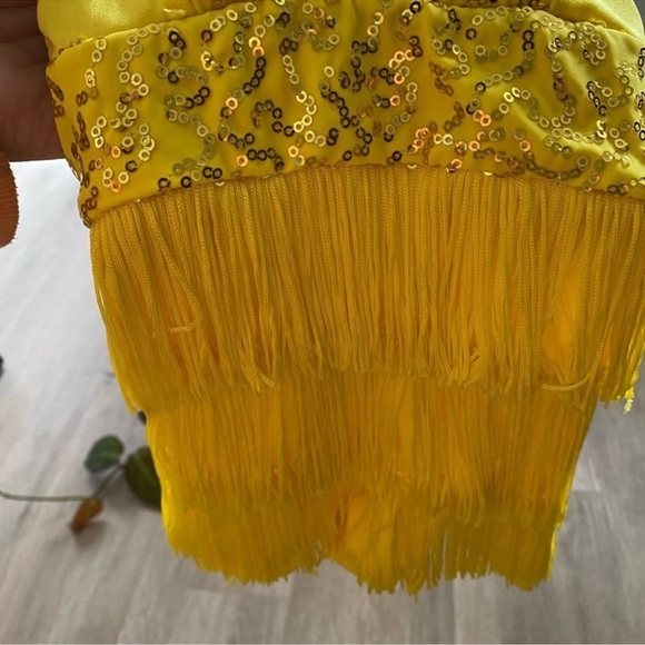 WEISSMAN Dance Costume yellow Fringe flapper GOOD TO BE ALIVE 11109 LC child - Picture 6 of 13